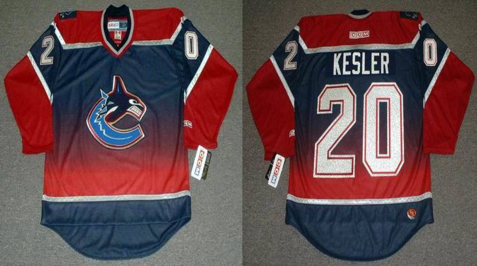 2019 Men Vancouver Canucks 20 Kesler Red CCM NHL jerseys